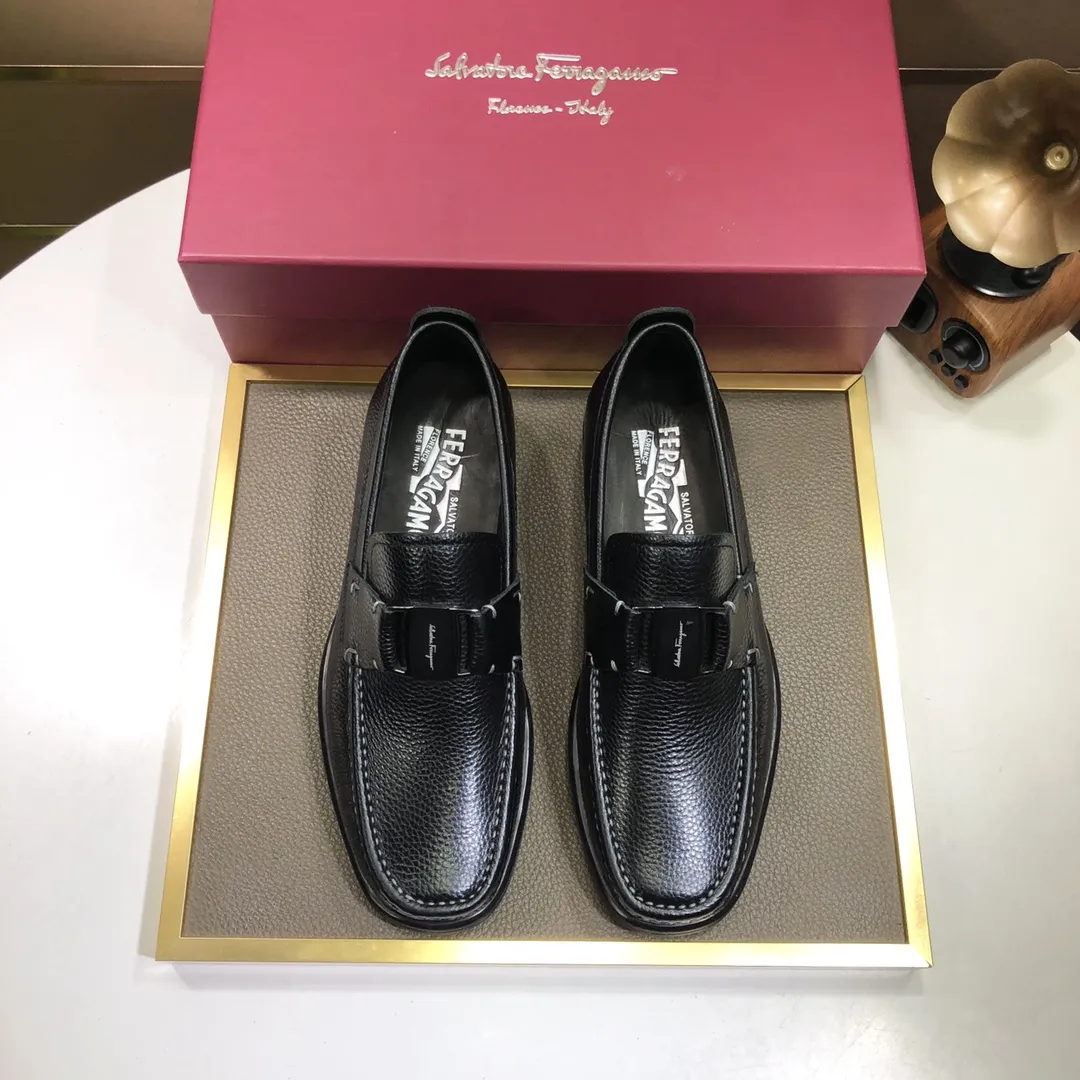 Men's shoes 💰500💰[Ferragamo/Ferragamo] The latest model in the counter. Original imported cowhide fabric + 🐂 water-dyed sheepskin lining + original luxury metal buckle + original combined outsole. Comparison without pressure 38--45 (45 is custom-made and cannot be returned or exchanged)